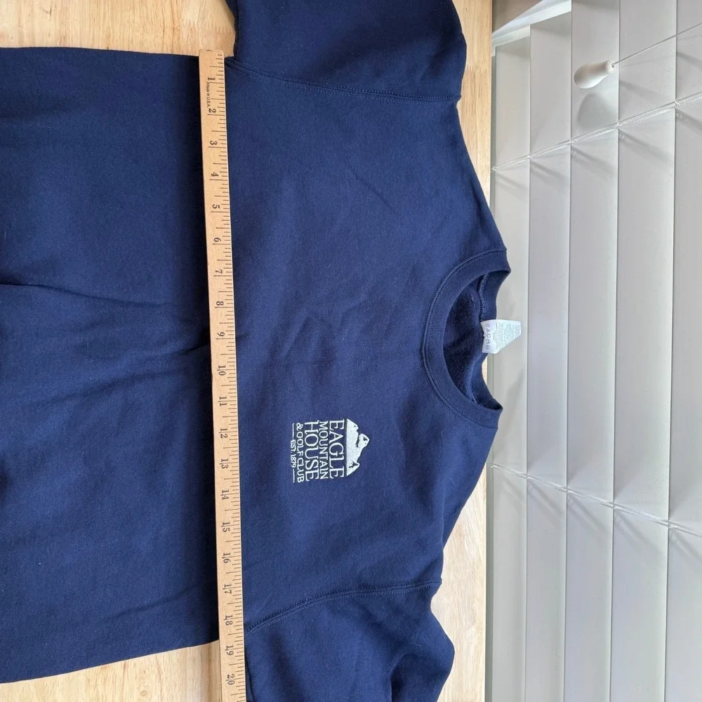 Eagle Mountain House Crewneck Sweater Men's Navy Blue Fleece Small VTG Golf Club
